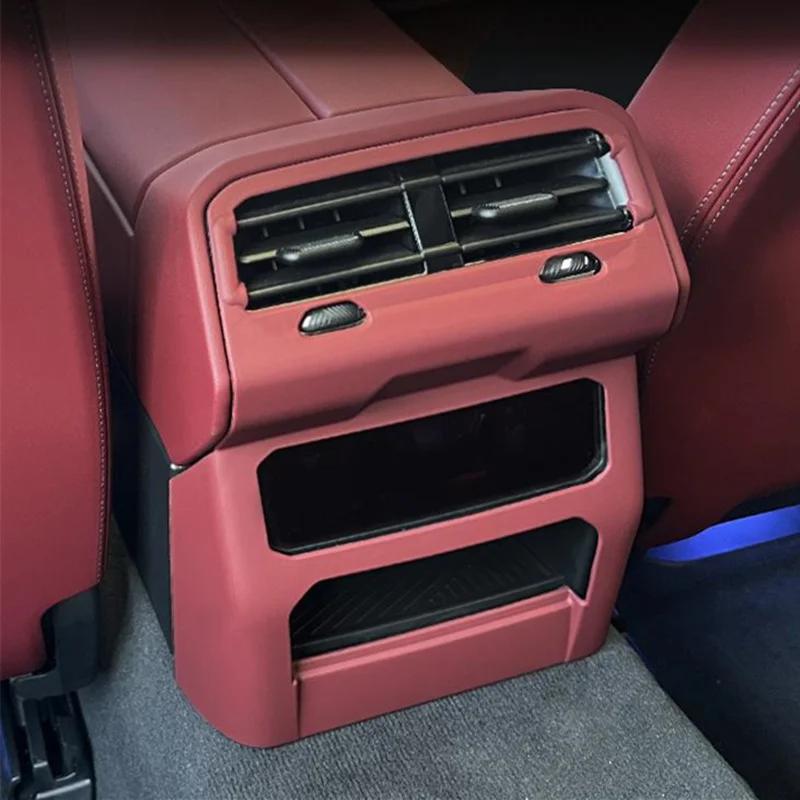 لسيارات BMW 5 Series i5 G60 2024-2025 غطاء مزخرف لفتحة الهواء الخلفية لمكيف الهواء الخلفي وسادة ركلة نمط ألياف الكربون