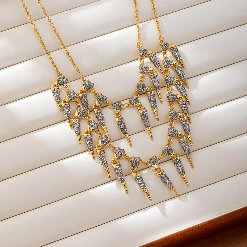 Genius Heavy Texture Irregular Pendant Necklace Two-Tone Gold Plated Full Zircon Unique Designer Jewelry for Women Men