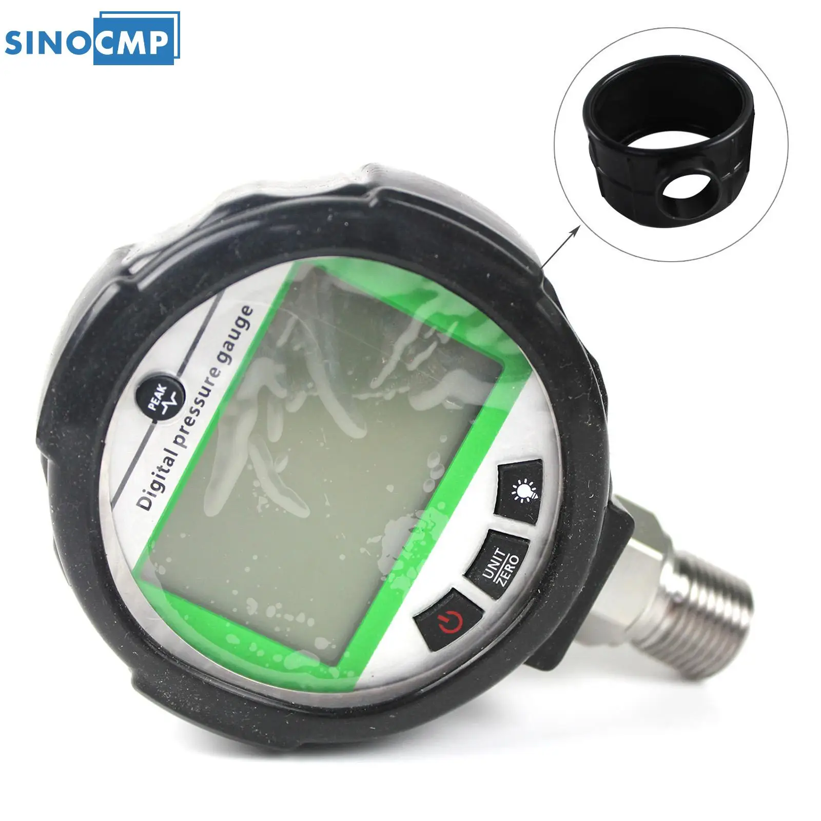 

SINOCMP 1PCS 80Mpa / 12000PSI Digital Pressure Gauge With Housing Dynamic Pressure Display Gauge 1/4NPT 4.5V