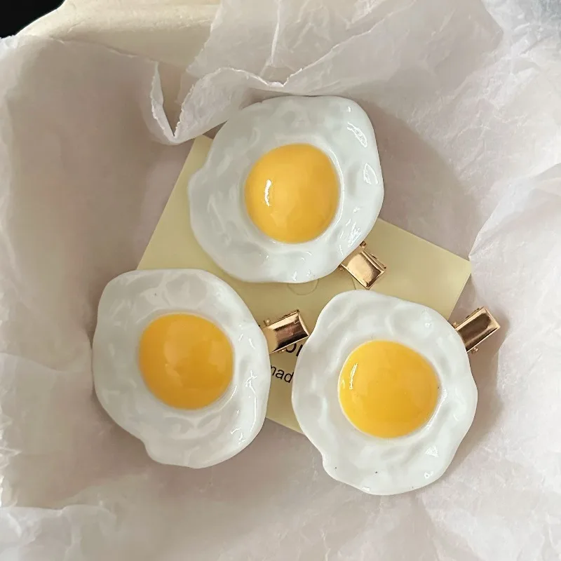 

2pcs Quirky Fried Egg Hair Clip Women Minimalist Playful Trendy Quirky Accessory Stylish Fun Headwear Girls Casual Daily Outfits