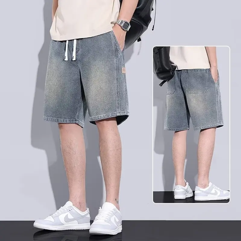 

plus Size Men's Denim Shorts Summer 2024 New Style Loose Casual Extra Large Five-Quarter Length Sports Pants Youth Trend