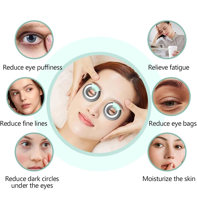 2 uds círculos de ojos de acero inoxidable compresa de ojos anillo de paquete de hielo compresa fría belleza de ojos que diminui el dispositivo de masaje de ojeras