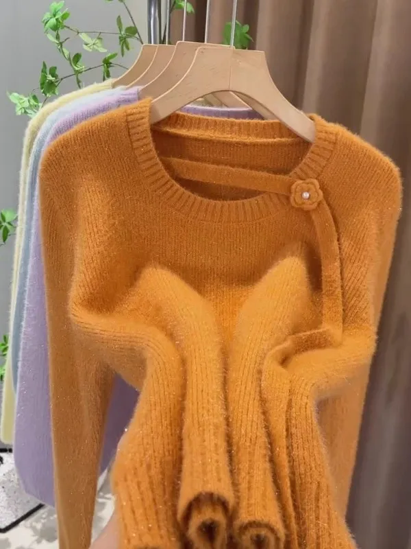 Ele Floral Sa Maglione Donna Autunno Inverno Nuovo Sle Unico Dimagrante Versatile Top lavorato a maglia Morbido e confortevole Wrap Sle