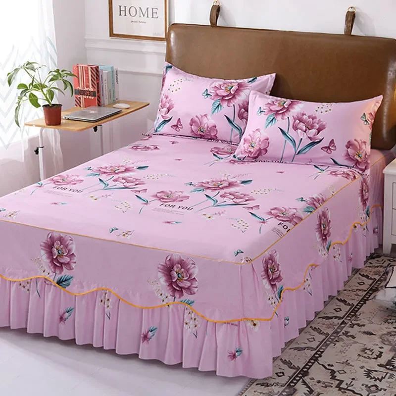 Flat Bed Sheets Twin Queen Full Size Printed Mattress Cover Comfortable Modern Non-slip Durable Princess Korean Skin-friendly