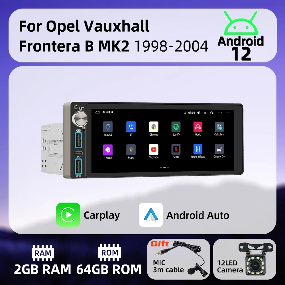 

Wireless Carplay Autoradio 6.86" 1 Din Radio Android Car Multimedia for Opel Vauxhall Frontera B MK2 1998-2004 Stereo Head Unit