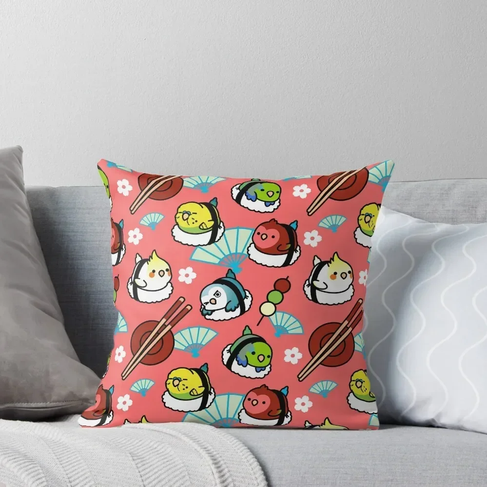 

Sushi Time with Cody the Lovebird & Friends Throw Pillow Luxury Pillow Cover bed pillows pillow