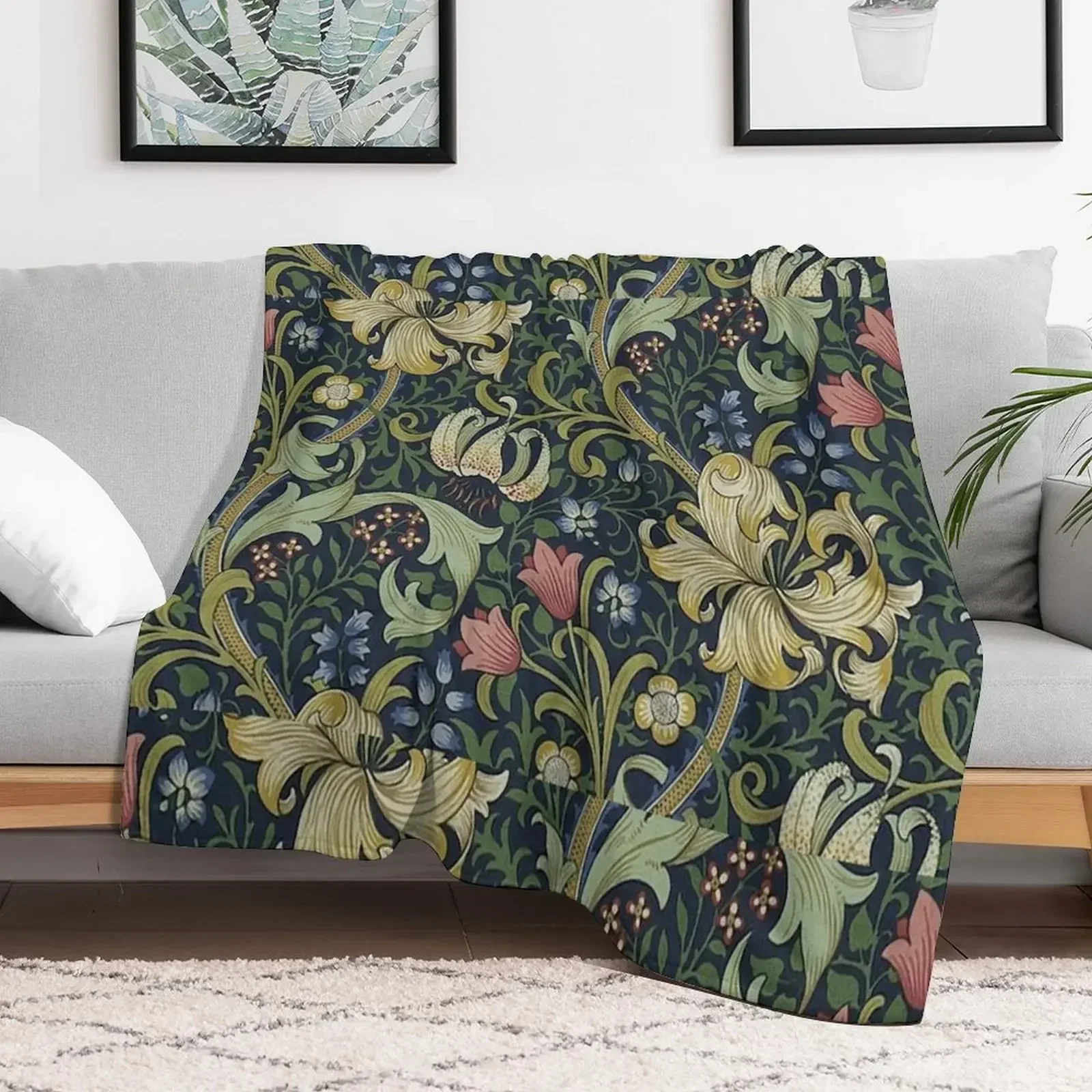 William Morris Golden Lily pattern Throw Blanket Plaid cosplay anime Nap Blankets