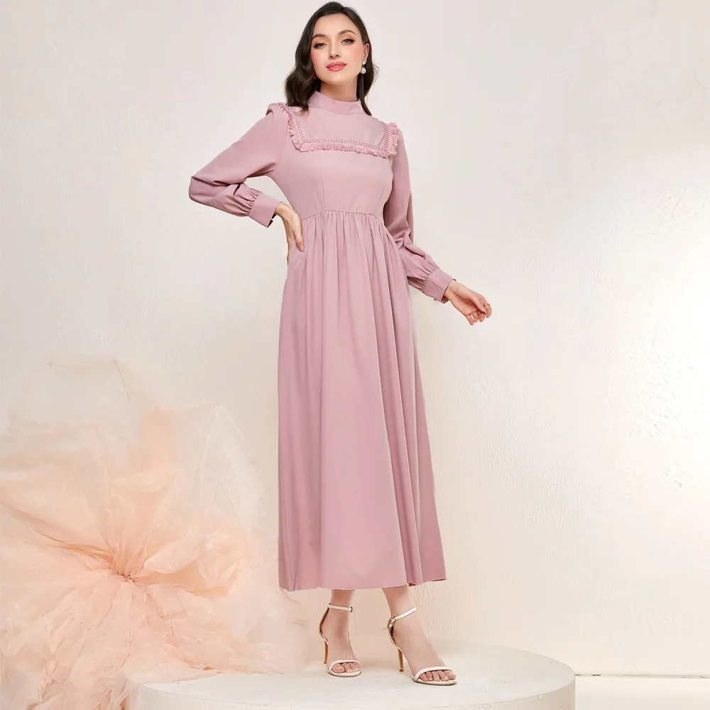 ZG-21845 Herbst Neues 2023-Damenkleid mit elegantem Spleißen und Quaste und hoher Taille, jetzt erhältlich