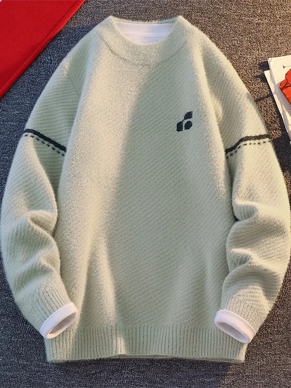 

New Men's round Ne Knitted Sweater Thi Warm Loose Base Layer Winter Versatile Woolen irt Casual Sle Comfortable Fit