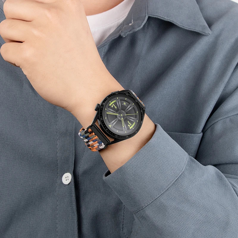 Bracelet tressé en nylon à structure magnétique active pour Samsung Galaxy Watch, Amazfit GTR, Gear S3, 6, 5, 4, 40mm, 44mm, 20mm, 22mm