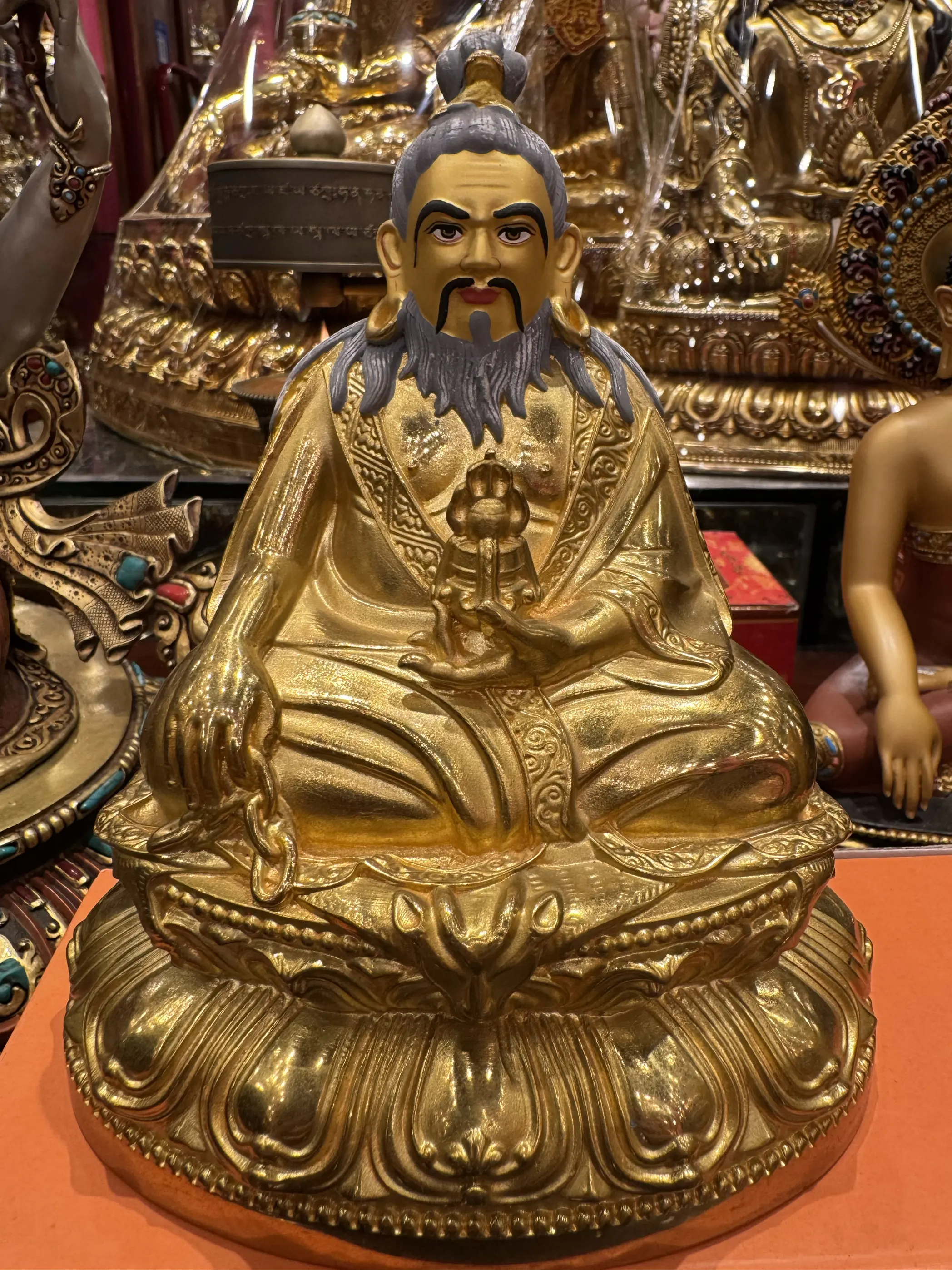 Taiwan Craft Seiko Bridge, the originator of Tibetan opera, Tang Dongjia Bo Tang Dong Jiebu bronze statue, copper gilt