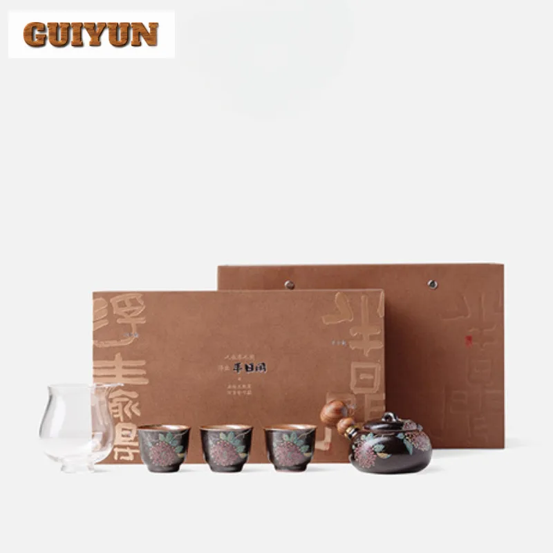 

Zhiye Roasting Hydrangea Tea Set Complete Set Japanese Tea Ceremony Set Tea Maker Teapot And Tea Cup Set Drinkware Ornaments