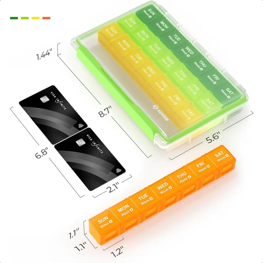 منظم حبوب شهري مقاوم للرطوبة علبة حبوب كبيرة 28 يومًا مع علبة حبوب منع الحمل قابلة للإزالة لمدة 4 أسابيع حاوية حبوب منع الحمل مناسبة للسفر