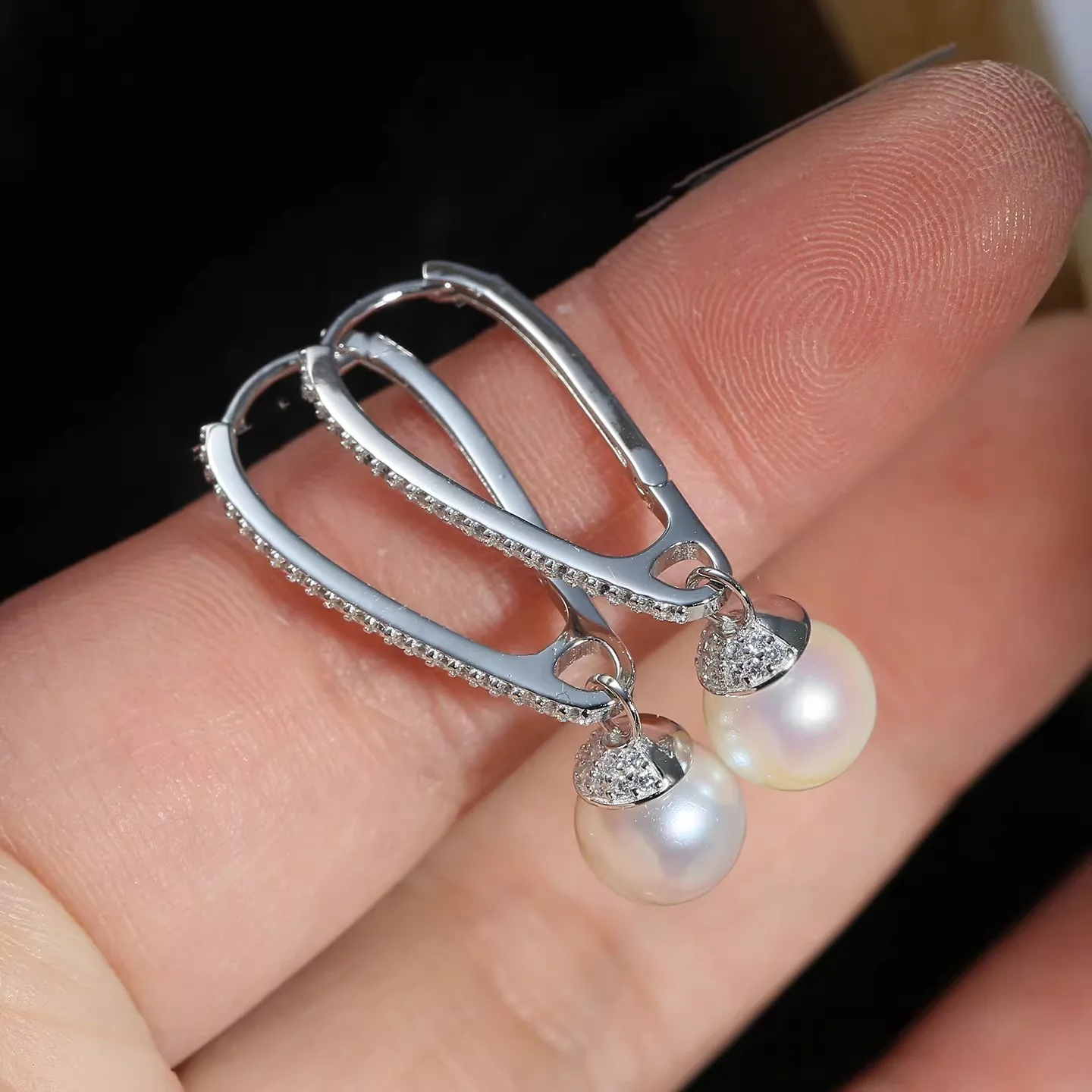 

MeiBaPJ 8 мм натуральные почти круглые жемчужные серьги-подвески в форме булавки, серебро 925 пробы, изысканные украшения для вечеринок для женщин