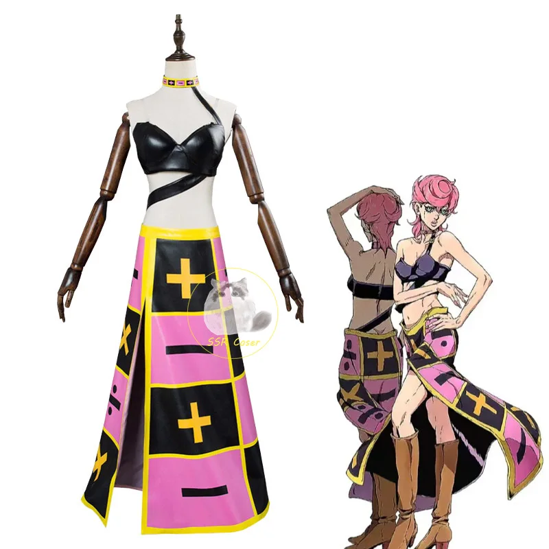 

Anime Trish Una Cosplay Costume JoJos Bizarre Adventure Cosplay GioGio Trish Una Uniform Top Skirt Halloween Party Clothes Cos