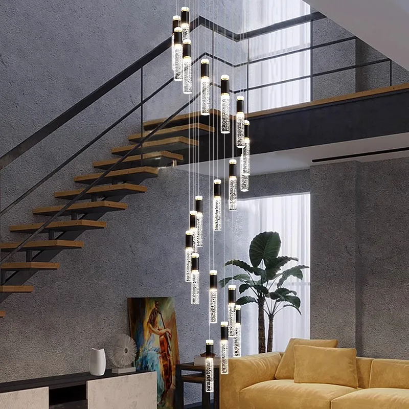 Imagem -04 - Modern Crystal Chandelier For Home Decoration Stair Pendant Lamp Living Room Pendant Lights Iluminação Interior