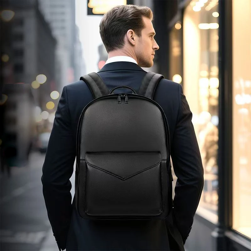 

New Brand Cow Genuine Leather Men Backpacks Fashion Real Natural Leather Student Backpack Luxury 15.6 Inch Computer Laptop Bag