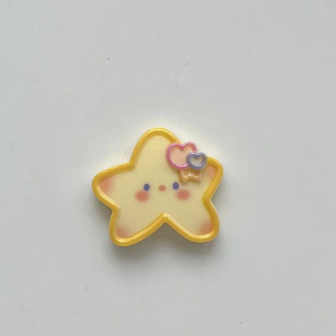 5pcs miniso series cute yellow star cartoon resin flatback cabochons diy crafts materials jewelry making charms