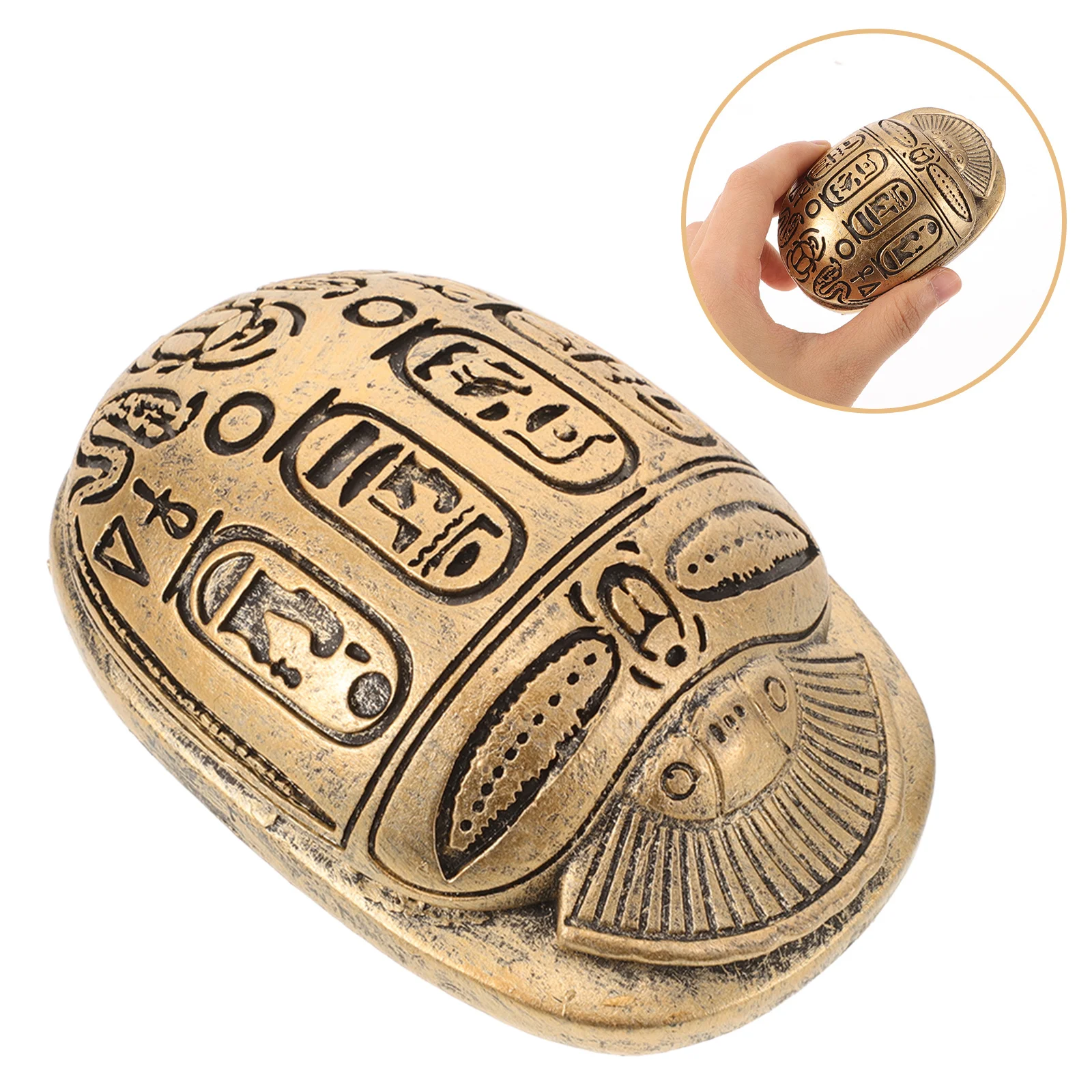 

Egyptian Scarab Beetle Amulet Resin Sculpture Home Decoration Ancient Egypt Statue with Gold Accents