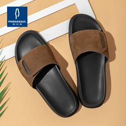 Real leather one-piece slippers for summer new Velcro sandals anti slip and odor resistant leather slippers for men 220346