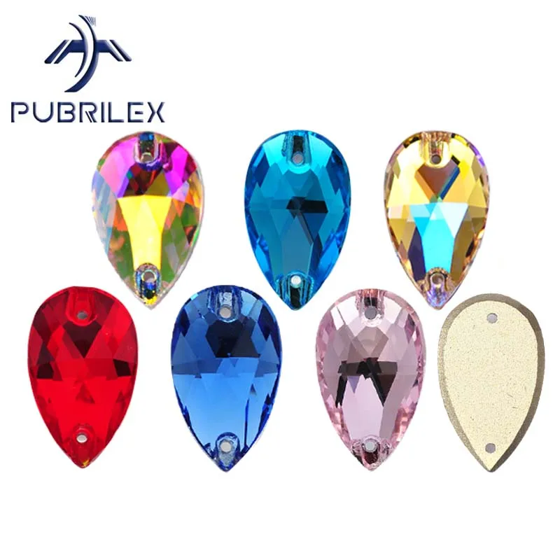 Pubrilex Tropfenförmige Aufnähsteine, abgeschrägte Nähsteine für Kleidung, Schmuck, Eiskunstlauf, SYM-Anzugdekoration – Detail 2