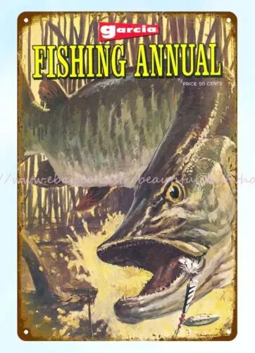 1965 Garcia Annual Fishing Guide Catalog Cover metal tin sign wall art