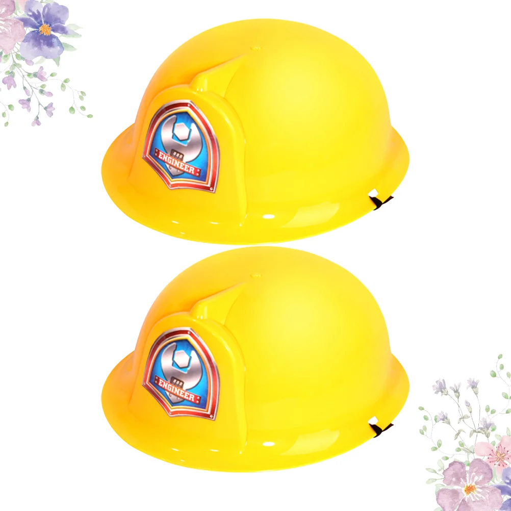 2 Pcs Boys Hats Construction Hard for Kids Yellow Simulation Safety Toddler