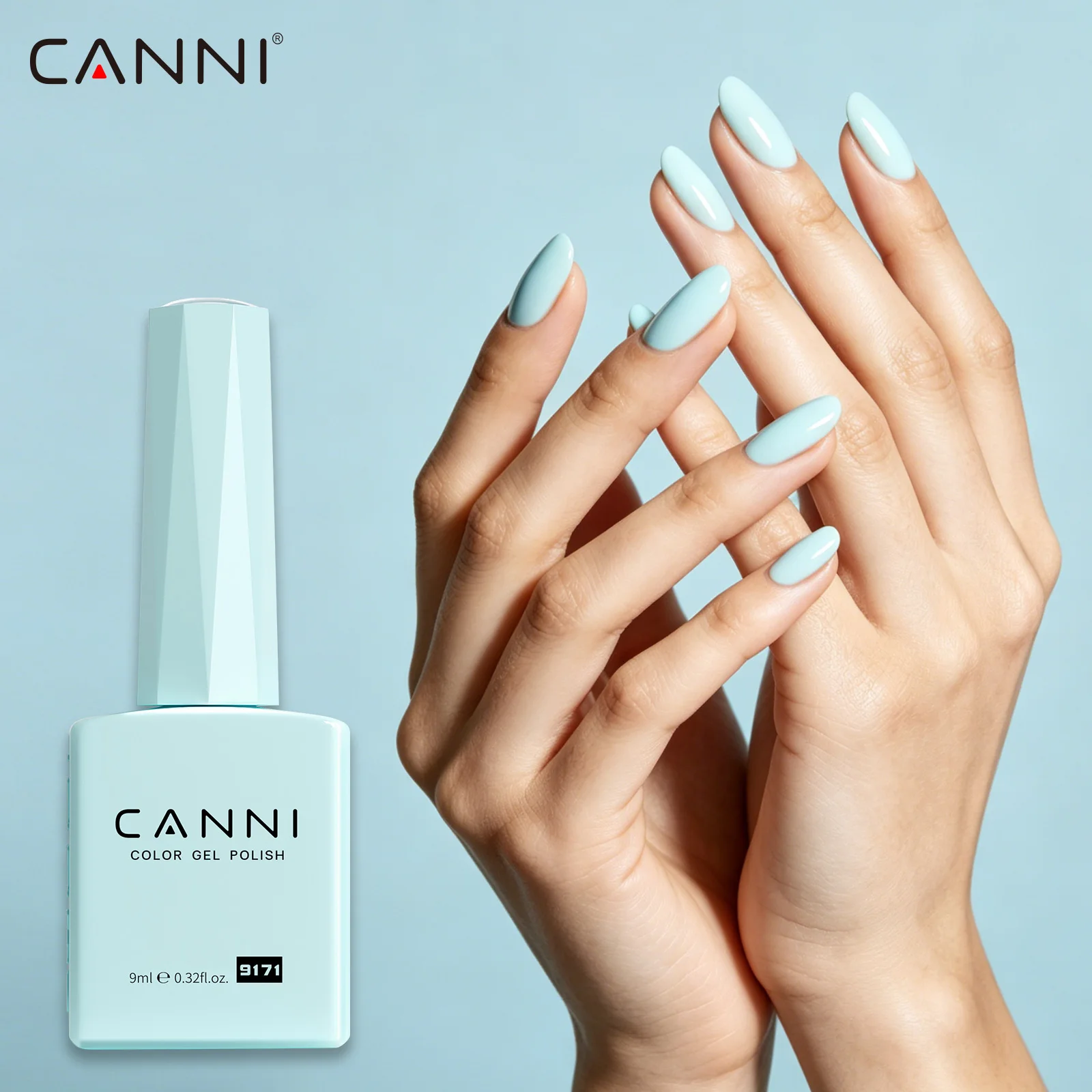 CANNI # 9171 Pastell-Mintblauer Gel-Nagellack Abziehbarer UV-LED Hellblauer Nagellack Langanhaltende Salon-Maniküre 9ml – Detail 4