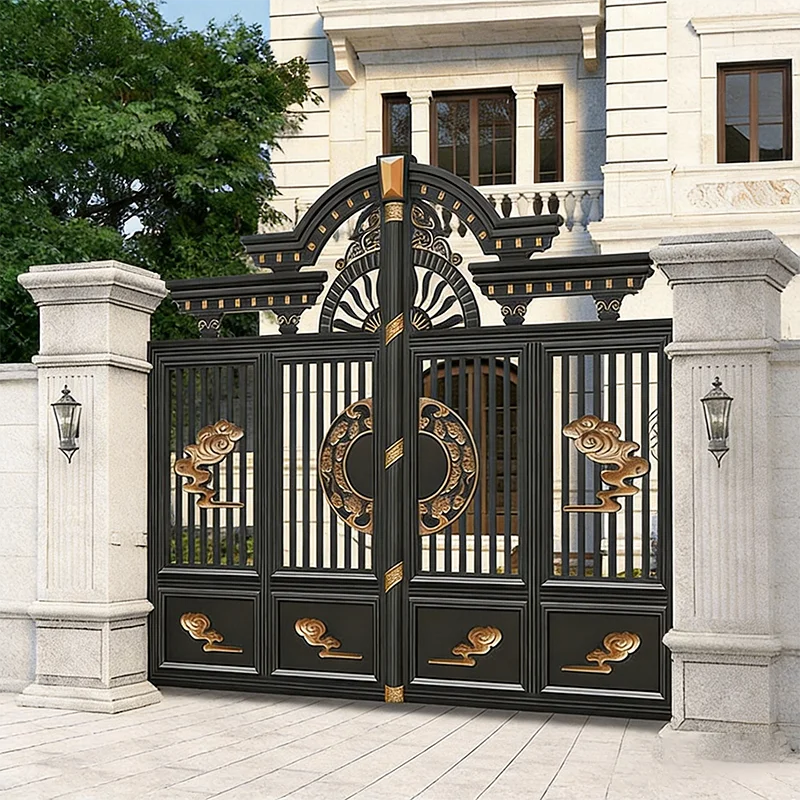 Heavy Duty Aluminum Alloy Automatic Swing Entry Gate with Powder Coated Finish for Outdoor Courtyard UseCustomizable