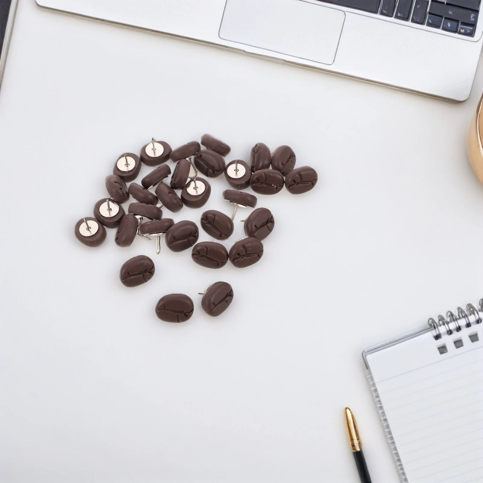 

30Pcs Charming Coffee Bean Resin Pushpins Creative Thumb Tacks for Cork Board Office School Photos Decoration