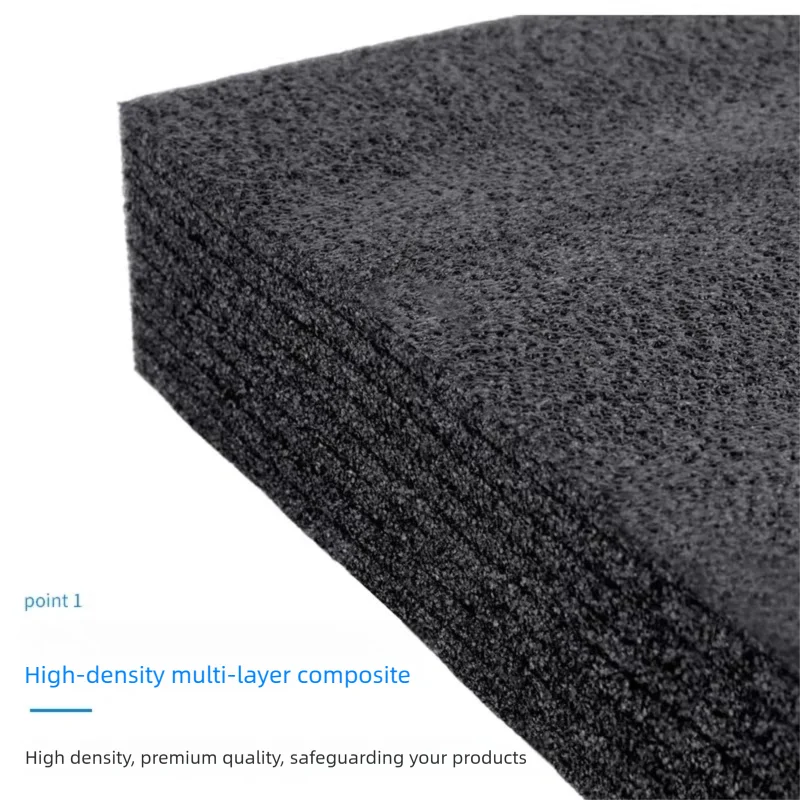 Feuille de mousse de polyéthylène EPE noire, découpe de mousse de polyéthylène, insert en mousse EPE absorbant les chocs, mousse d'emballage EPE haute densité pour boîte à outils