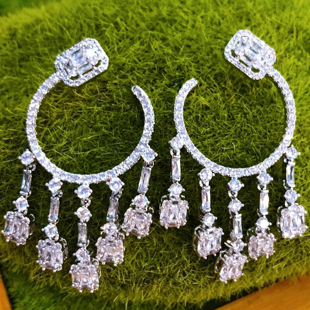 Kellybola Luxury Gorgeous Round Tassel Drop Earrings For Women Wedding Party Shiny Earrings Jewelry High Quality Accessories