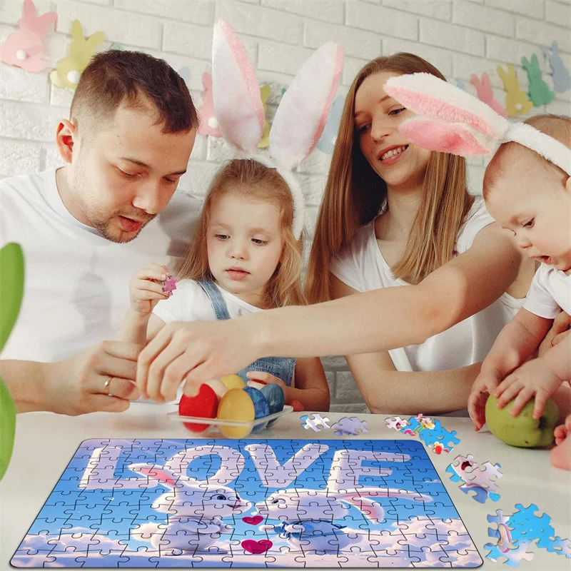 Set di puzzle pasquali da 130 pezzi Puzzle coniglietto pasquale Puzzle educativi perfetti per il gioco di famiglia Notte Regalo di San Valentino