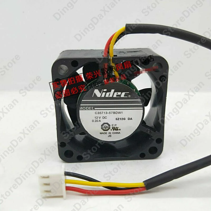 D+ For NIDEC C35713-57BDW1 1PCS 12V 0.20A 4CM 3-Wire Ball Cooling Fan 4020 40×40×20mm