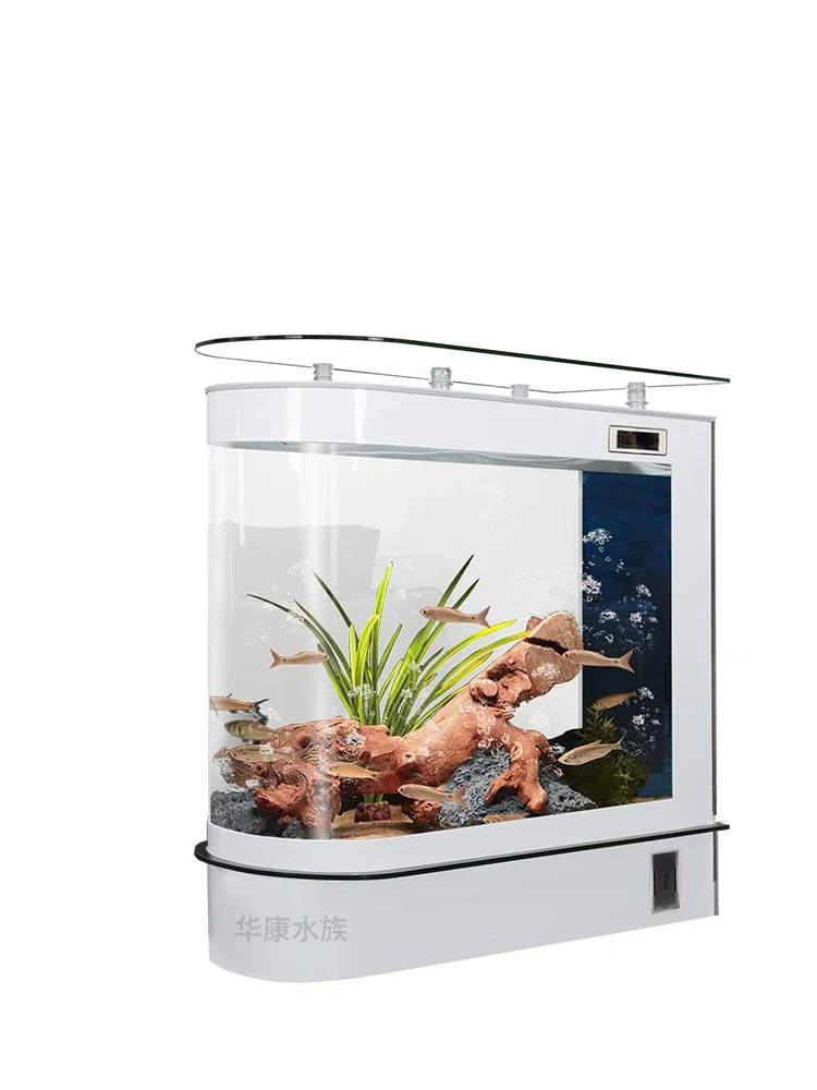 

2024 New Light Luxury Fish Tank Bullet Living Room Small Floor Household Large Subareas Screens Hallway Change Water