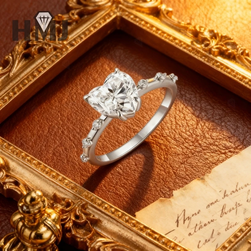 

3ct Moissanite Heart Cut Ring Four-Claw Setting Romantic Love-Shaped Ideal for Engagement Anniversary or Holiday Gifts for Her