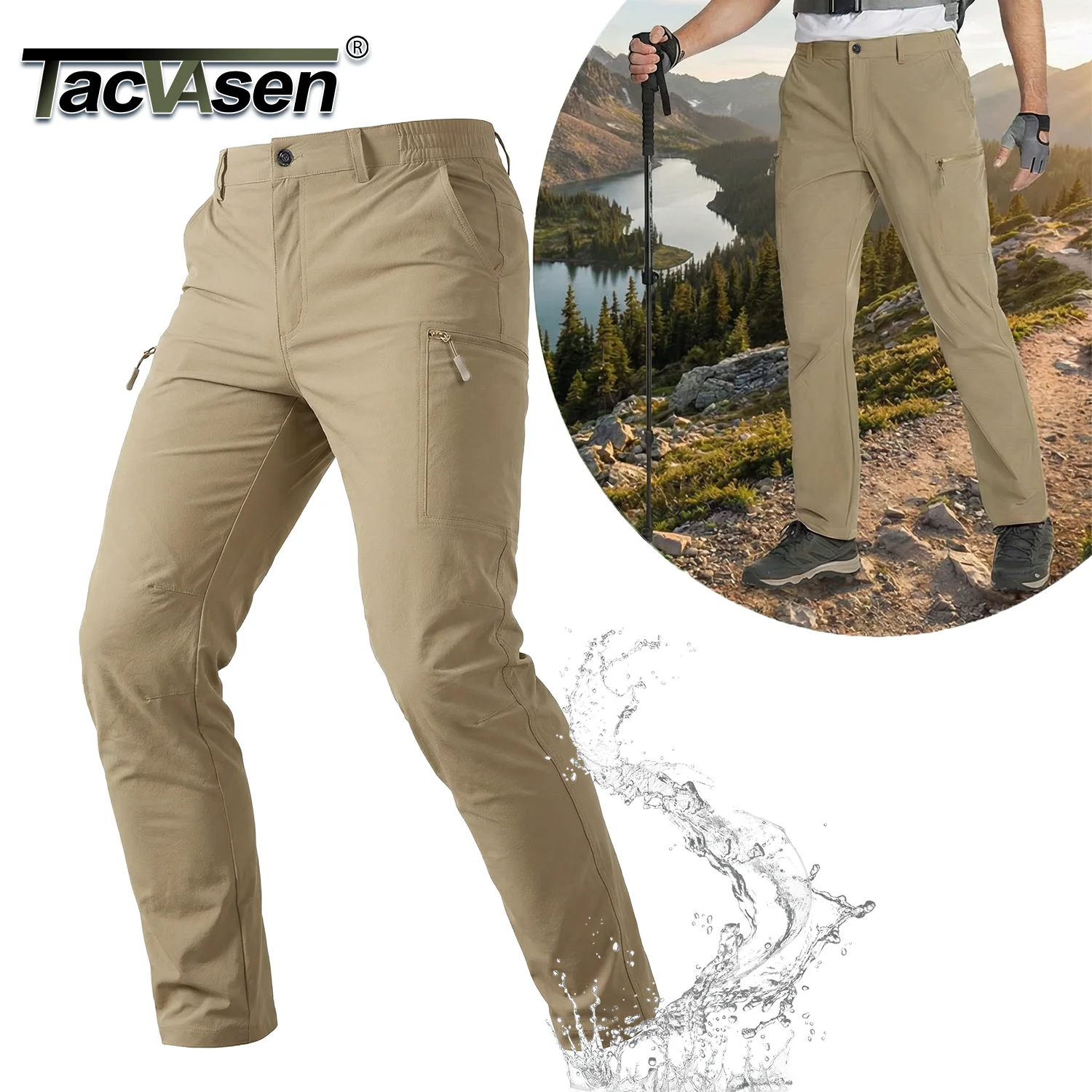 

TACVASEN быстросохнущие походные брюки-карго мужские весенние легкие водонепроницаемые дорожные брюки для мужчин для работы на открытом воздухе с 6 карманами