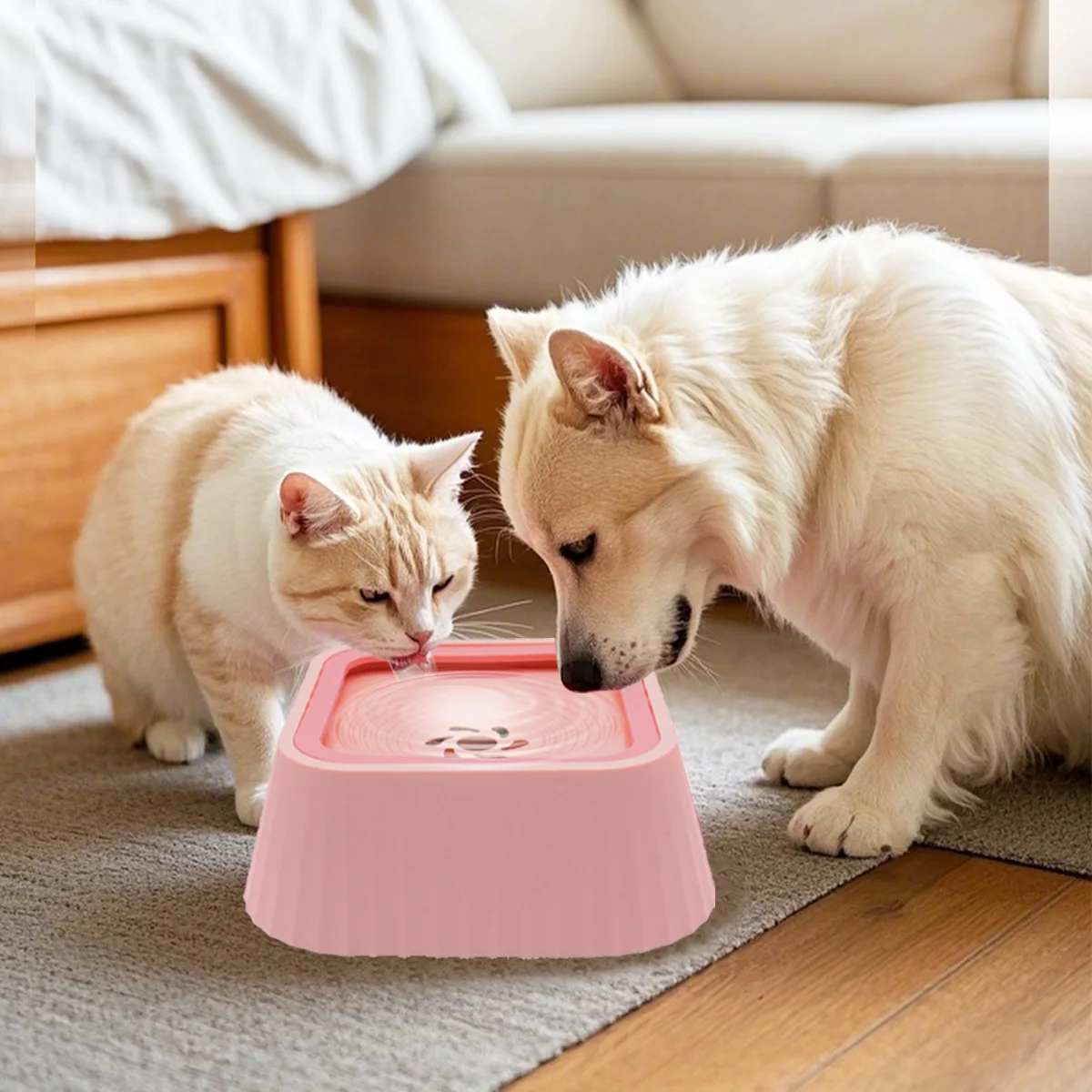 

Floating Pet Water Bowl - Anti-Spill Hanging Dispenser for Dogs, Mess-Free Drinking with Dry Mouth Design