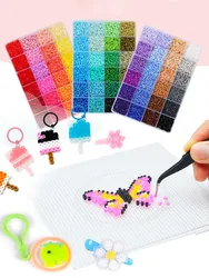 Juego de Mini cuentas Hama para niños, juego de 24 colores de 2,6mm, juguete de rompecabezas para niños, cuentas de hierro DIY, regalo para niños