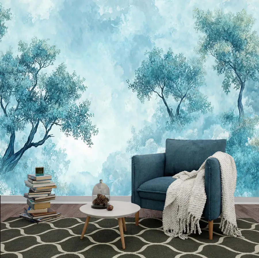 Customized Size Mural European Forest Landscape Stickers Home Decor Retro Jungle Forest Wall Stickers Decoration 3d wallpaper