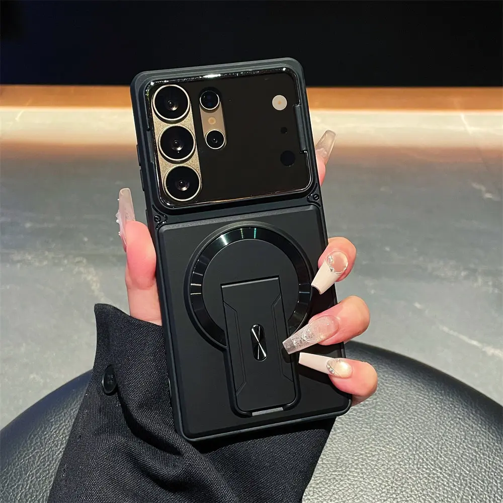 Luxuriöse Unsichtbare Magnetische Schutzhülle mit Ständer für Samsung Galaxy S26 S25 S24 S23 Ultra A57 A56 A37 A36 A17 A16 mit Linsenschutz