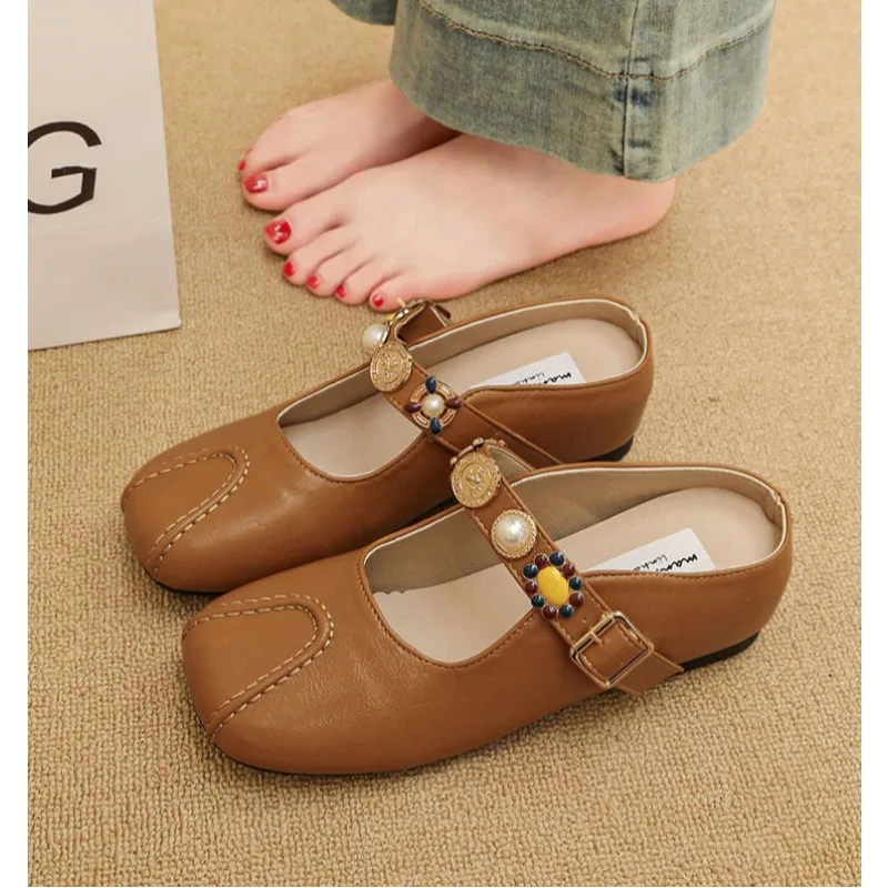 2026 New French-style Fashion Soft Leather Mary Jane with Square Toe, Chunky Heel, Comfortable and Unique, Versatile,35-40