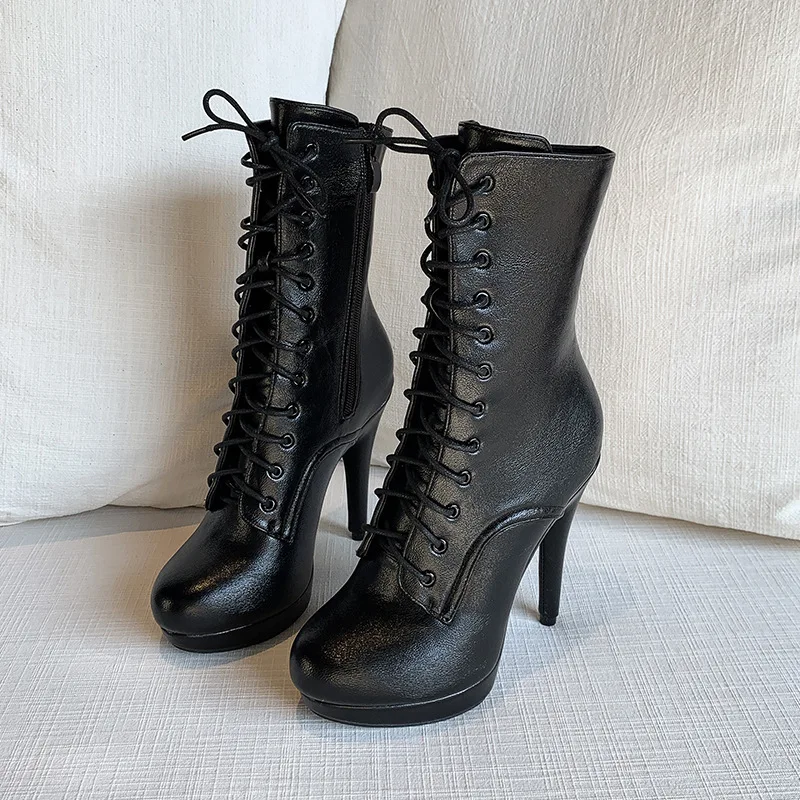 Modern Style Platform Ankle Boots 5 Inch 12.5cm Ultra High Heel Pole Dance Exotic Nightclub Stage Performance Women's Footwear