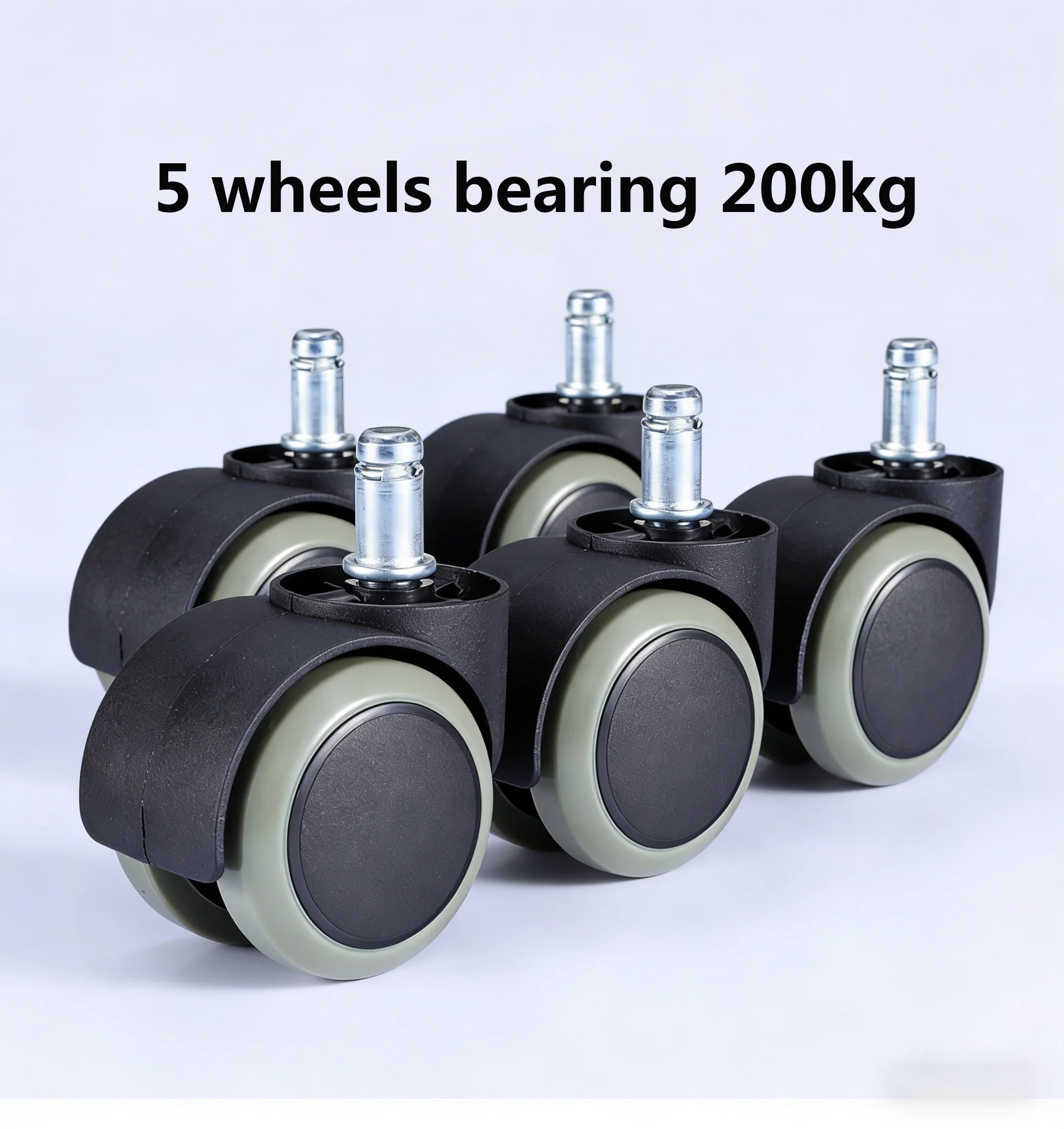5Pcs 2 Inch PU Office Chair Caster Wheels, 10mm/11mm Thread Universal Furniture Replacement