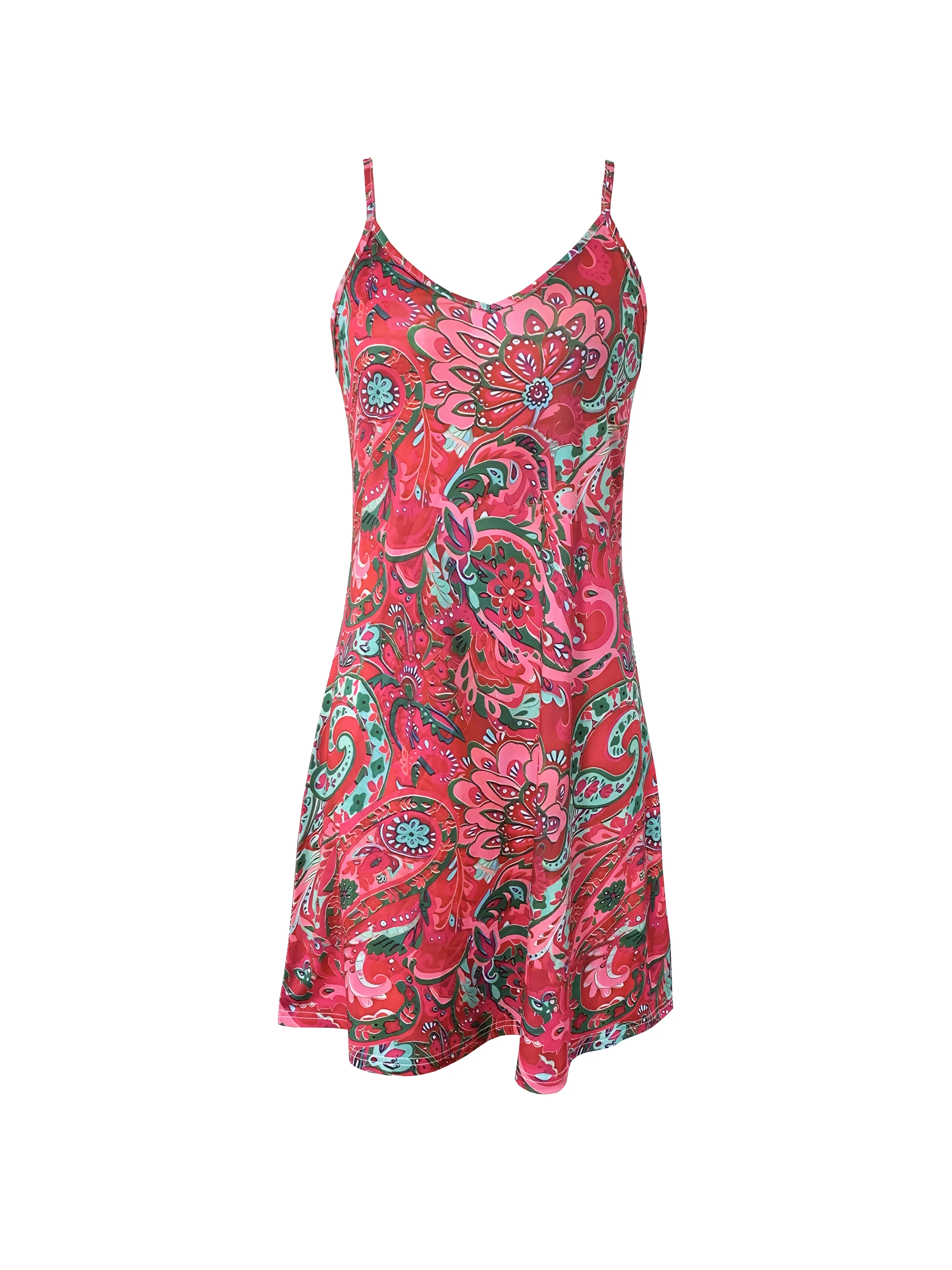 Abito da donna con stampa paisley per la primavera/estate, abito da vacanza alla moda