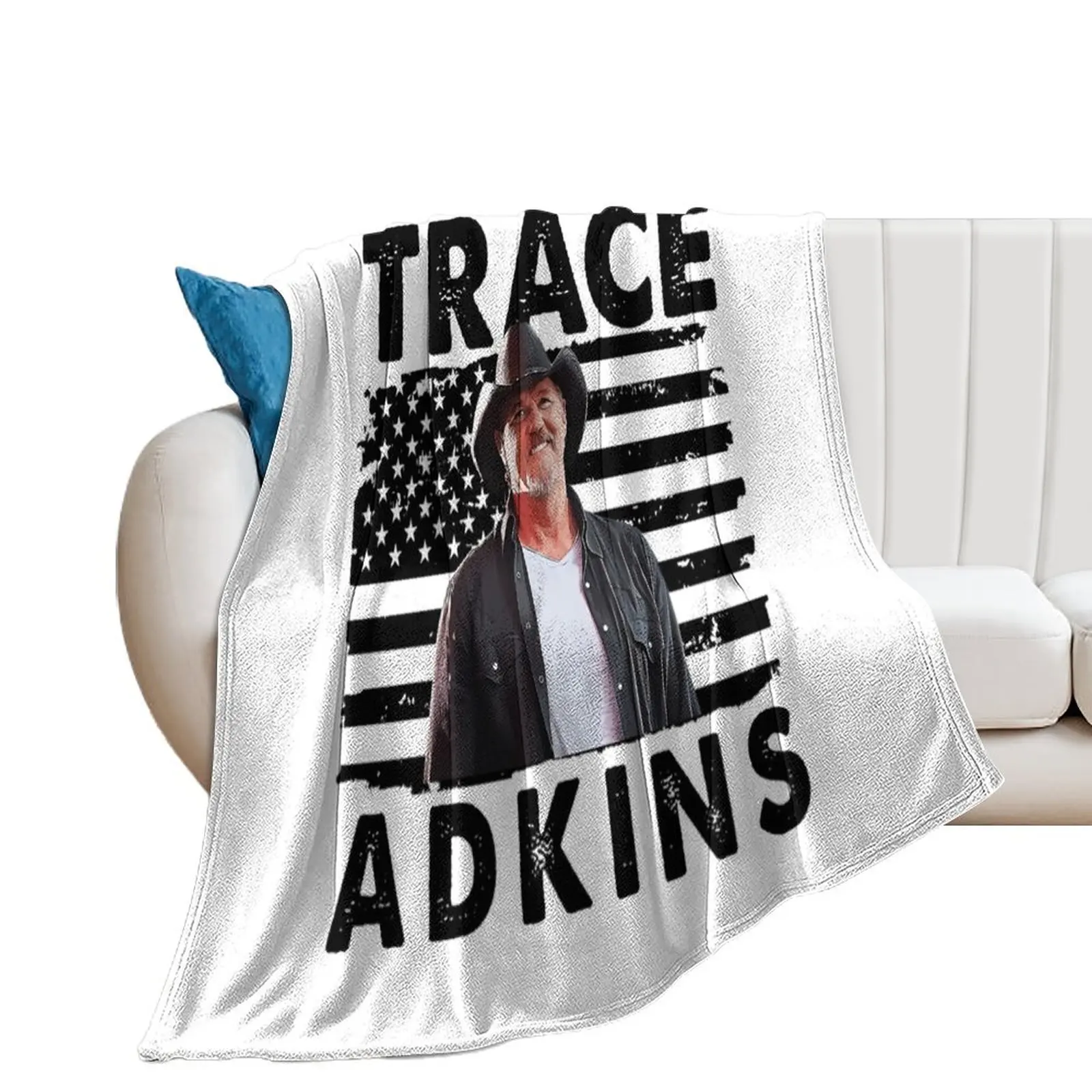 

Retro American Flag Trace Adkins Music Gift Throw Blanket Fashion Sofas Cute Blankets