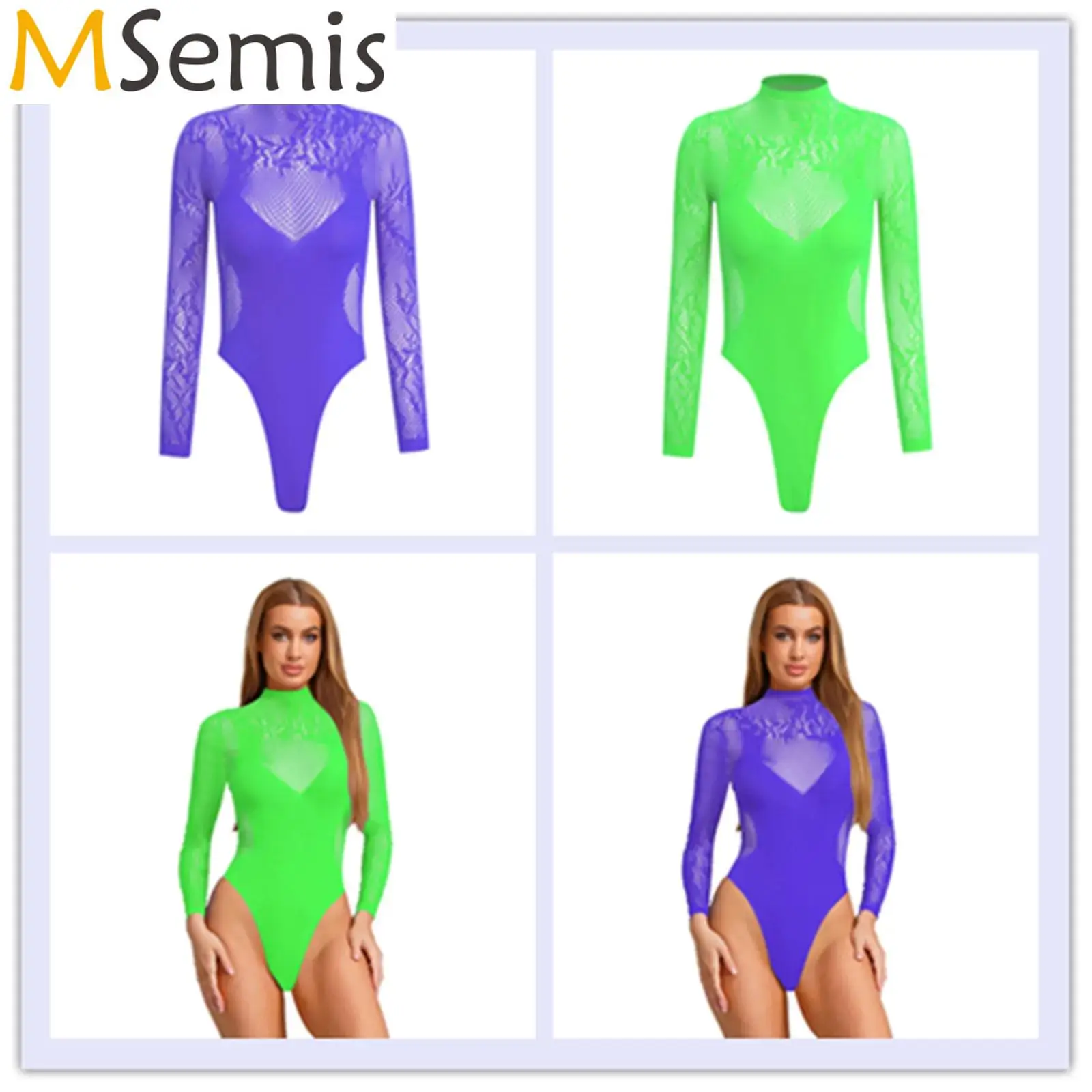 

Womens Lingerie One Piece Swimsuit See Through Fishnet Bodysuit Swimwear High Cutting Leotard Clubwear Bathing Suit Cover Up