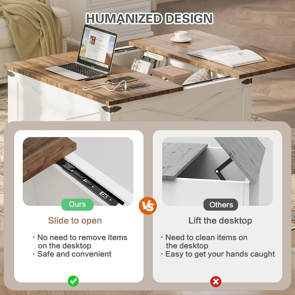 طاولة قهوة مربعة الشكل لغرفة المعيشة مع مساحة تخزين، طاولة طعام على طراز المزرعة مقاس كبير