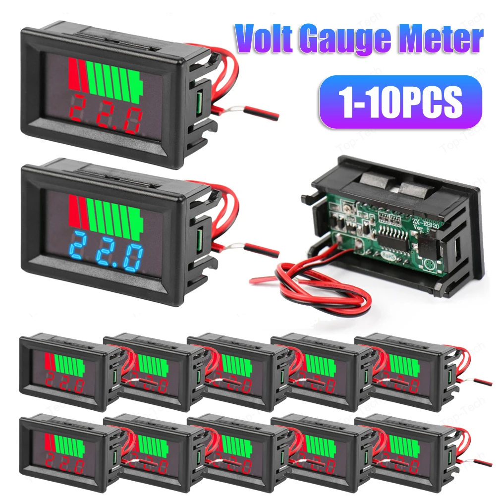 Car Battery Charge Level Indicator Lithium Battery Capacity Meter Tester LED Display 12V 24V 36V 48V 60V 72V Auto Identify