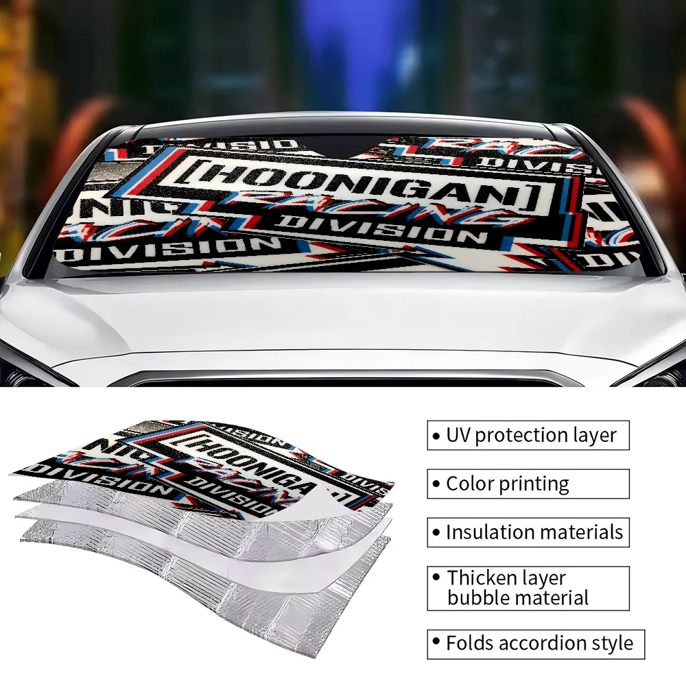 Hoonigan ขับเคลื่อนโดย Passion Racing โลโก้รถหน้าต่าง Sun Shade กระจกป้องกันรังสียูวีด้านหน้าด้านหลังกระจกบล็อกฝาครอบ